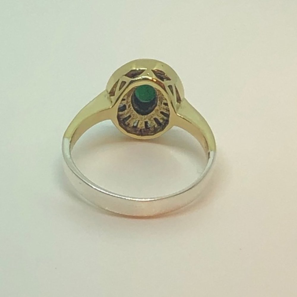 Emerald Sapphire Two Tone Turkish Silver 925 Ring - Picture 2 of 8